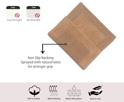 Home Weavers Luxury Collection 100% Cotton Reversible Bathroom Rugs Set, Washable Rug, Soft Cotton Extra Soft and Absorbent Bath Rug, Kitchen Mat, 2 Piece Set(S+M), Linen - color: Linen, size: 2 Piece Set(S+M)