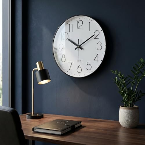 16 Inch Large Wall Clock Modern Elegant Style for Living Room Office Kitchen Dining Room - color: Black, size: 16 Inch