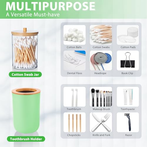 Bathroom Accessories Set 5Piece Green Bathroom Sets, Toothbrush Holder, Toothbrush Cup, Soap Dispenser, Soap Dish and Qtip Holder Bathroom Decor - style: Green