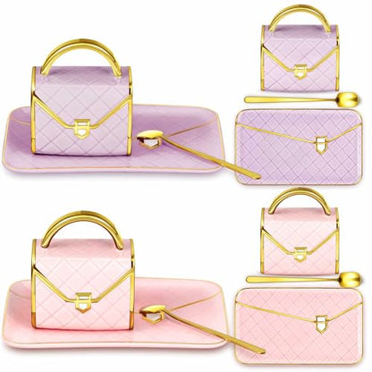 Zubebe 2 Set Coffee Mug Elegant Handbag Shaped Cup Modern Ceramic Purse Mug with Spoon and Saucer, 10oz Cute Creative Tea Cup for Woman Girls Gift (Pink,Purple) - color: Pink, Purple