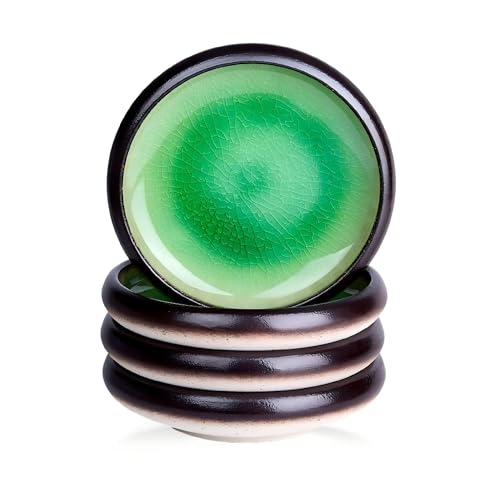 Ceramic Pasta Bowls Set of 4, 8 Inch Porcelain Salad Bowl Serving Plates, Stoneware Dinner Plates Set for 4, Handmade Round Dishes for Home Decor, Microwave,Oven,and Dishwasher Safe, Green - color: Green, size: 8" D x 8" W x 2" H