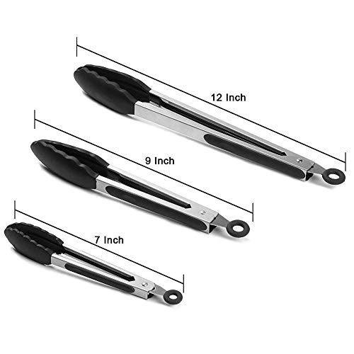 4-piece Silicone Spoon Spatulas + 3-piece Silicone Tongs Set