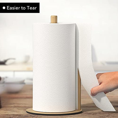 Paper Towel Holder Gold Stainless Steel Kitchen Countertop Roll Organizer | Standing Paper Towel Holders Roll Dispenser Simple Gold Weighted Base - color: Gold
