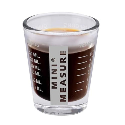Kolder Mini Measure Heavy Glass, 20-Incremental Measurements Multi-Purpose Liquid and Dry Measuring Shot Glass, White, Set of 2 - color: White, size: Set of 2