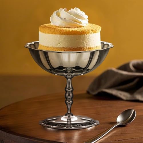 choxila Ice Cream Bowls 4pcs – Elegant Stainless Steel Dessert Cups, Footed Bowl for Ice Cream, Trifle, and More – Perfect for Parties, Weddings, and Home Use - color: Stainless steel Lotus style