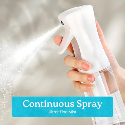 Mist Spray Bottle 200ml – Fine Mist Sprayer for Hair, Plants, Cleaning & Skincare | Refillable Salon Quality Water Mister, (Non-Toxic BPA Free) with White & Clear bottle (Pack of 2)