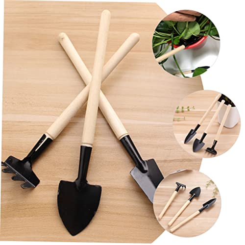 2Sets Mini Gardening Tools Handle Planting Tools for Transplanting Mini Garden Tools with Rake Shovel and Trowel for Succulents and Houseplants