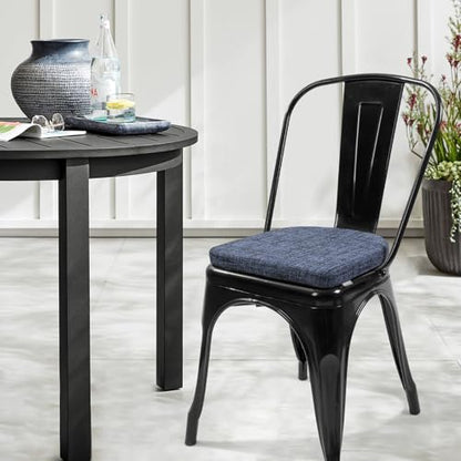 SINOSSO Memory Foam 14" Metal Chair Cushions 4 Pcs, Modern Interwoven Style Magnetic Chair Pads for Dining Kitchen Cafe Bistro Stackable Chair (U-Shape, Blue, 4) - color: Blue