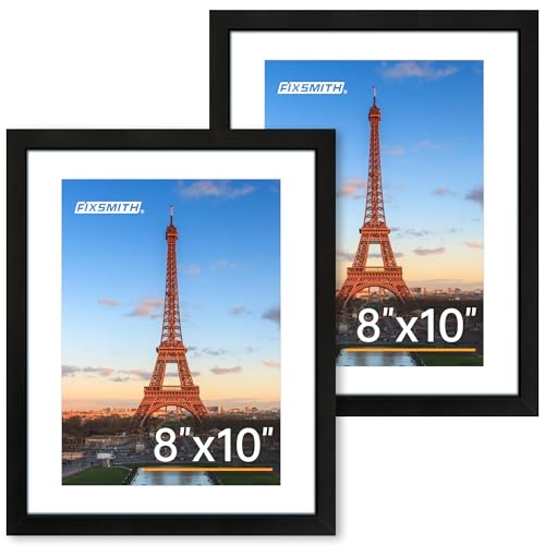 8x10 Picture Frame Set of 2, Photo Frame with HD Plexiglass, Display Pictures 5x7 with Mat or 8x10 Without Mat Multi Picture Frames Collage for Tabletop or Wall Display, Black - color: Black, size: 8"×10"