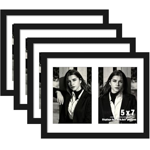 DUENPY 4 Pack 8.5x11 Collage Frame For 2 5x7 Photos Black | Dual-opening Collage Layout, Supports Horizontal & Vertical Wall Mounting to Display Cherished Photos - color: Black, size: 8.5x11（5x7 opening）-4 Pack