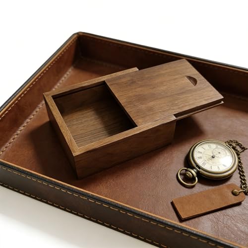 Mini Walnut Wood Gift Box Magnetic Sliding Lid Small Keepsake Case | Handcrafted walnut box with magnetic sliding lid. Smooth surface perfect for DIY crafts, rings, and personalized gifts. - color: Walnut (3.19")