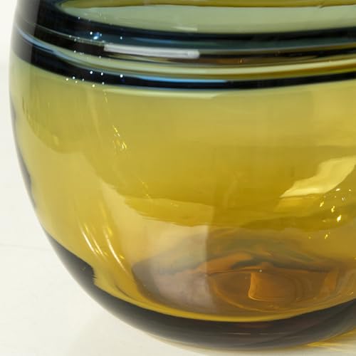 Glass Handmade Decorative Vase Ombre Centerpiece Vase with Yellow Base, Flower Vase for Home Decoration (Tall vase) - size: tall vase
