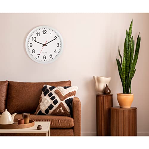 Bernhard Products White Wall Clocks, 2 Pack Silent Non Ticking - 16 Inch Extra Large Quality Quartz Battery Operated Round Easy to Read Home/Office/Business/Kitchen/Classroom/School Clock, Black Hands - color: White, size: 16 Inch - 2 Clocks