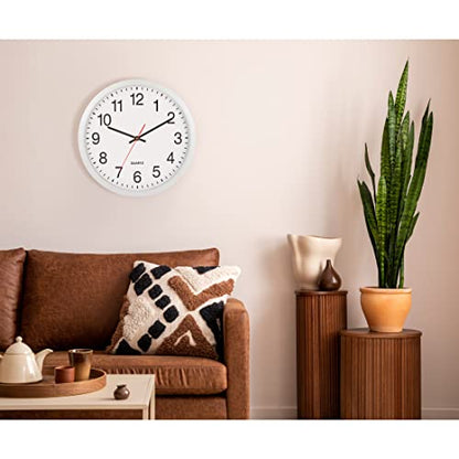 Bernhard Products White Wall Clocks, 2 Pack Silent Non Ticking - 16 Inch Extra Large Quality Quartz Battery Operated Round Easy to Read Home/Office/Business/Kitchen/Classroom/School Clock, Black Hands - color: White, size: 16 Inch - 2 Clocks