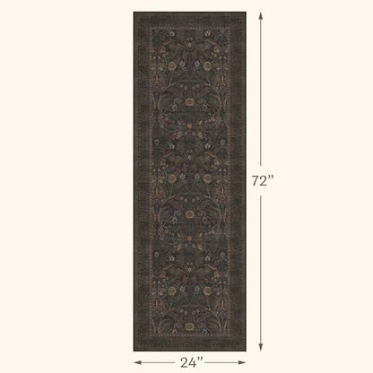 Washable 2x6 Kitchen Runner Rugs Non Slip - Dark Brown Hallway Runner Rug, Farmhouse Non Slip Floral Botanical Bathroom Mats, Southwestern Cabin Bedroom, Hall Way Low Pile Carpet - color: Brown, size: 2' x 6' (Runner)