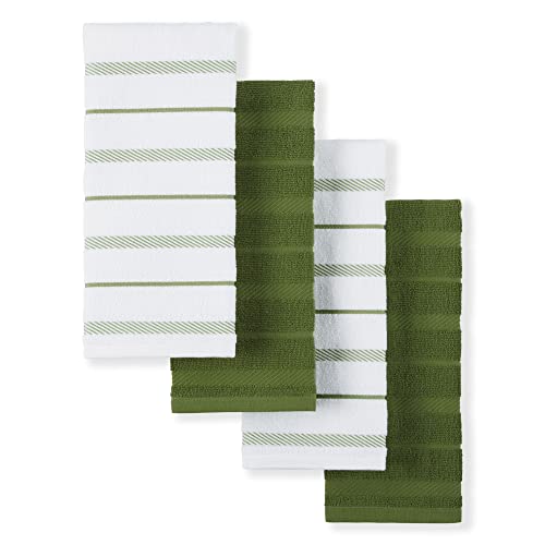 KitchenAid Albany Kitchen Towel 4-Pack Set, Matcha Green/White, 16"x26" - color: Matcha, size: 16"x26"