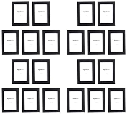 Amazon Basics Rectangular Picture Frame Set for Wall Hanging or Tabletop Display, 6 x 4 in, Black, 5 Count (Pack of 4) - size: 4" x 6" (Pack of 4)