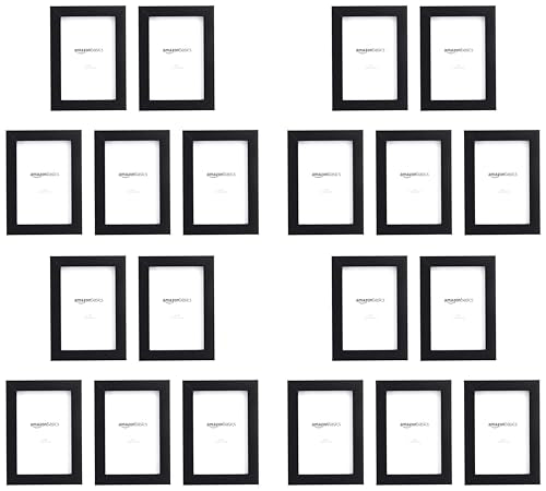 Amazon Basics Rectangular Picture Frame Set for Wall Hanging or Tabletop Display, 6 x 4 in, Black, 5 Count (Pack of 4) - size: 4" x 6" (Pack of 4)