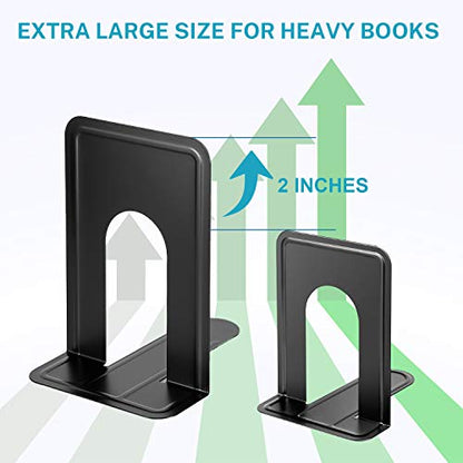 MaxGear 8.5 in Extra Large Heavy Duty Book Ends, Black Metal Bookends | Premium Non-Skid Bookend for Shelves, , Classic Book Stopper for Books/Movies/CDs/Games, 8.5 x 5.9 x 7.8 in,3 Pairs - size: XL - 3 Pairs