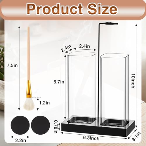 Zhehao 4 Pcs 2 in 1 Incense Holder for Sticks with Glass Ash Catcher Kit, Includes 1 Upside Down Anti-ash Flying Incense Burner 1 Ash Brush and 2 Mats for Meditation, Yoga, Spa, Home Decor