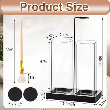 Zhehao 4 Pcs 2 in 1 Incense Holder for Sticks with Glass Ash Catcher Kit, Includes 1 Upside Down Anti-ash Flying Incense Burner 1 Ash Brush and 2 Mats for Meditation, Yoga, Spa, Home Decor