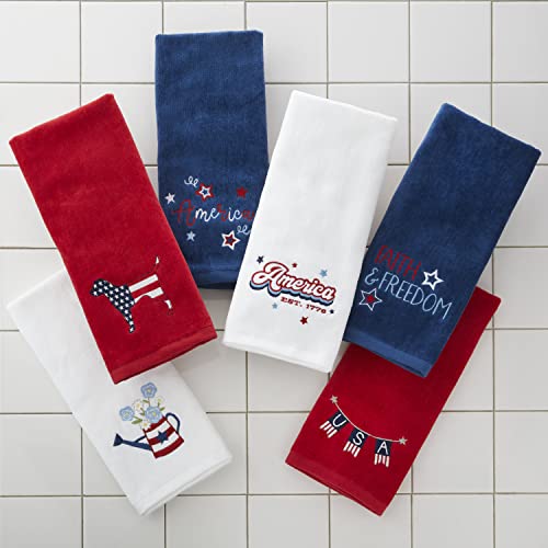 SKL Home by Saturday Knight Ltd. America Script Hand Towel Set, Navy - color: America Script