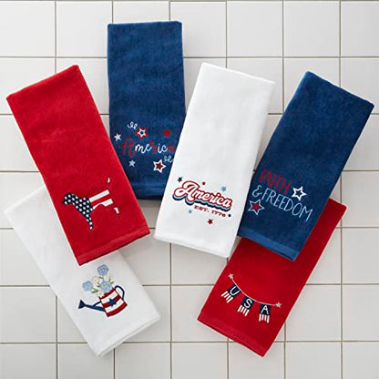 SKL Home by Saturday Knight Ltd. America Script Hand Towel Set, Navy - color: America Script