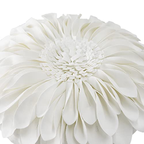 JWH 3D Flower Throw Pillow Covers Decorative Aesthetic Sunflower Accent Pillow Cases Handmade Pillowcase Round Cushion for Car Bedroom Bed Couch Chair with Insert 12 Inch White