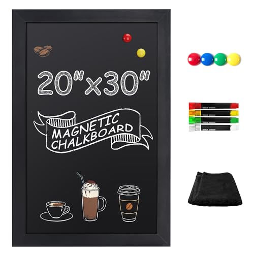 SELEAD Magnetic Chalkboard Words Sign - 20" x 30", Black Solid Wood Frame | Wall Decor Bulletin Chalk Board Menu Pizarra for Home Kitchen, Business, Restaurant, Cafe - color: All Black, size: 20"W x 30"H