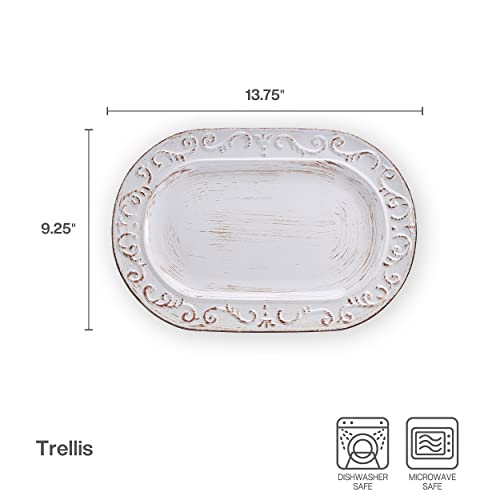 Pfaltzgraff Trellis Serving Platter, 13.75 inch, White - size: 13.75 inch, style: Serving Platter
