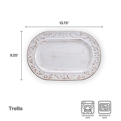Pfaltzgraff Trellis Serving Platter, 13.75 inch, White (Pack of 4) - size: 13.75 inch (Pack of 4), style: Serving Platter