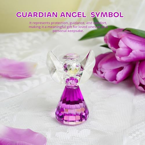 3'' Purple Crystal Guardian Angel Figurine Art Glass Angel Gifts For Women | Statue Collectibles,Christmas Thanksgiving Home Room Decor - style: Purple Angel
