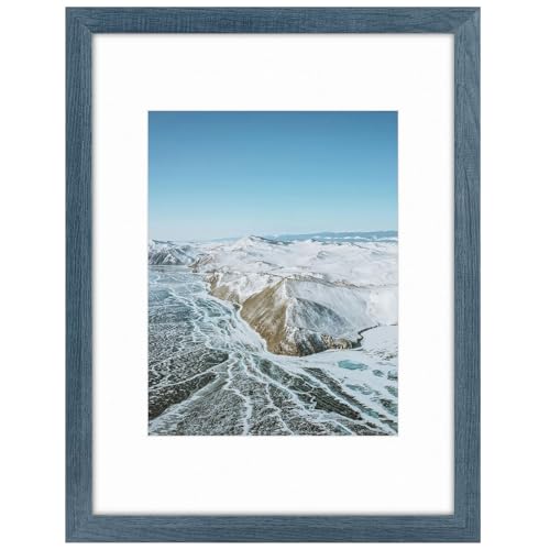 Frametory 12x16 Picture Frame Matted to 8.5x11, Blue | for 12 by 16 inch Poster Print Diamond Painting Frame, Wall Mounting - color: Blue, size: 12X16 - 8.5X11