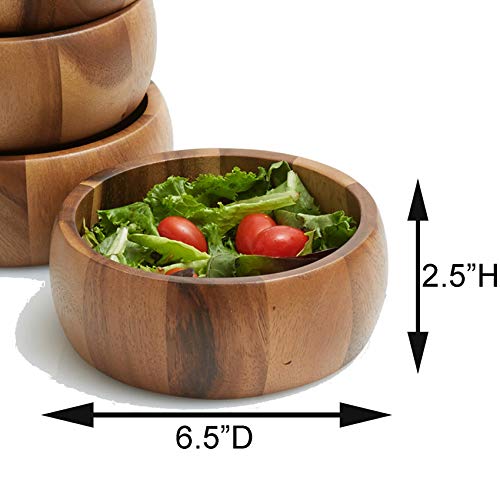 Woodard & Charles Acacia Wood Large Ind. Salad Bowls, 6.5" x 2.5", 24 Pack | Wood Individual Serving Bowls for Salad, Snacks, Fruit, Nuts, Candy, Chips and More. Ideal for Catering, Parties and Events - size: Acacia Wood Individual Bowls-*Pack of 24 Bowls