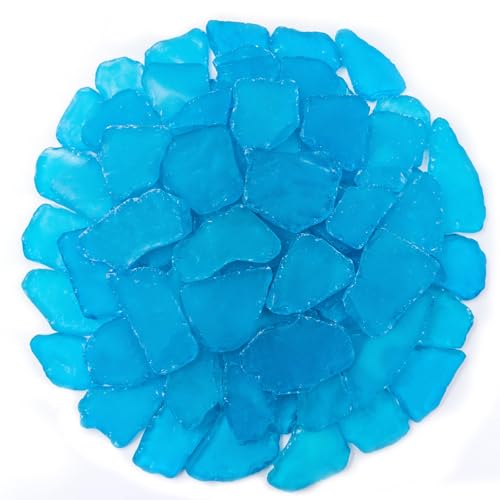 Keedolla 15 Oz Beach Sea Glass Crafts, Blue Bulk Flat Frosted Sea Glass Decor Seaglass Pieces for DIY Crafts, Weddings & Home Decor - color: Caribbean Blue, size: 15 OZ / 0.93 LB