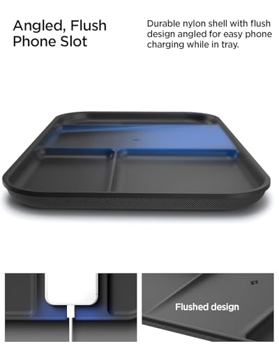 Spigen Modern Valet Tray, PU Vegan Leather Storage Organizer (Sectional) | For Entryway, Bedside, Desk, Nightstands, Keys, Wallet, Watch, Jewelry - Black - size: Sectional
