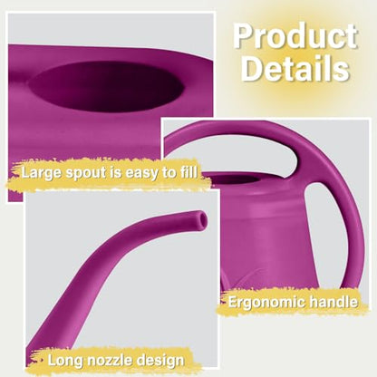 ZXJ Plant Watering Can - for Indoor and Outdoor Home Garden Plants - with Long Spout - Rose Red - 1/2 Gallon - color: Rose Red