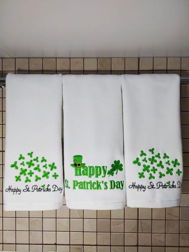 Happy St. Patrick's Day Terry Velour Fingertip Towel Set - Quick-Drying, Highly Absorbent, Ultra-Soft, 11 x 18 inches, 3-Pack for Kitchen and Bathroom, Ideal for Gifts and Travel (3, St. Patrick 1) - color: St. Patrick 1