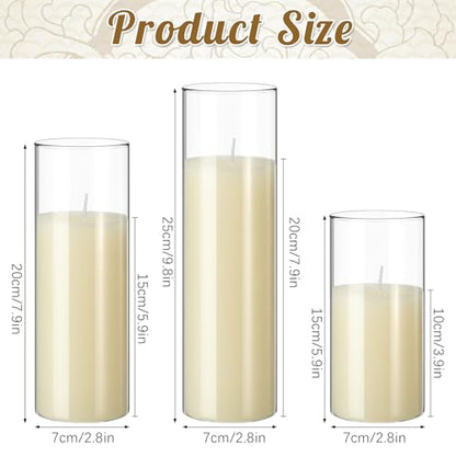 36 Pcs Pillar Candles and Glass Cylinder Vases Tall Cylinder Holders for Pillar Candles Wedding Centerpieces, Total 18 Sets (Clear,Ivory White) - color: Clear,ivory White
