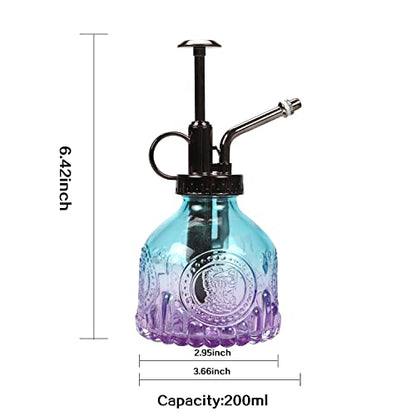 TOMEX Glass Plant Mister Spray Bottle 200ML Watering Bottle with Top Pump Watering Can for Indoor Outdoor House Plants, Flowers (Blue-Purple) - color: Blue-Purple