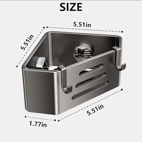 Kitchen Sink Sponge Holder – Adhesive No-Drill Caddy, Rustproof Organizer with Suction Cups | Storage Rack for Sponge, Soap, Stopper & Brush (Sink Caddy With 2 Hooks) | Kitchen Sink Sponge Holder