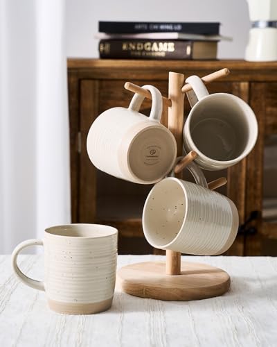famiware Coffee Mugs Set of 4, 13 oz Mug Set, Ceramic Cup Set with Handle | Stoneware Mug for Coffee, Tea, Latte, Cappuccino, Microwave and Dishwasher Safe, Constellation Series，Beige - color: Constellation-Beige, size: 4 Count (Pack of 1)