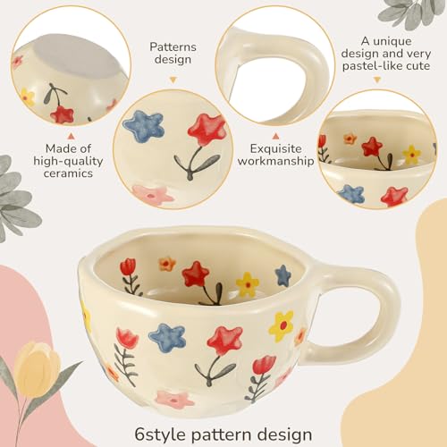 Maxdot 12oz Ceramic Coffee Mugs, Glazing Process Coffee Cup,6 Pcs,Cute - style: Cute