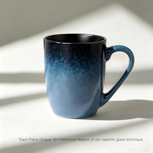 MONITO 14oz Ceramic Coffee Mugs Set of 6,Ice-Snow Blue Mugs with Handle | Perfect for Latte, Cappuccino, Tea & Cocoa, Ideal Reusable Drinking Cups for Home, Kitchen & Office Daily Use - color: Ice-snow Blue(14oz)