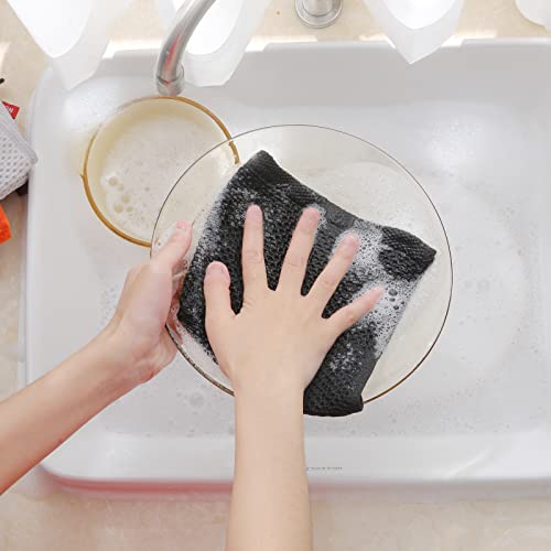 Homaxy 100% Cotton Waffle Weave Kitchen Dish Cloths 6-Pack, Black | 12 x 12 Inches, Ultra Soft Absorbent Dish Towels, Quick Drying Dish Rags with Hanging Loop - color: Black, size: 12 X 12 - 6 Pack