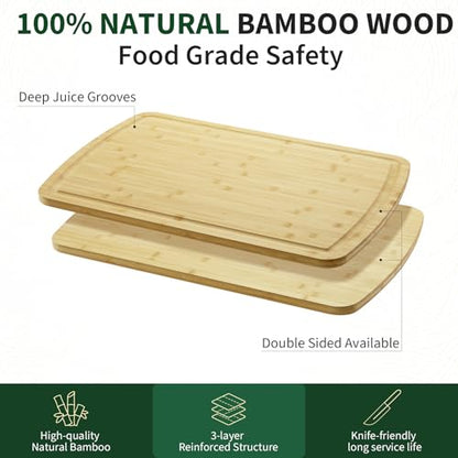 30'' X 20'' Extra Large Bamboo Cutting Board for Kitchen, Thick Butcher Block with Deep Juice Groove, Wooden Chopping Board Reversible Carving Board for Meat, Vegetables, Charcuterie and Serving