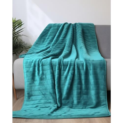 LaSyL Flannel Fleece Blankets Twin XL Size Green - 3 Layers 450GSM Plush Fuzzy Cozy Soft Throw Blanket for Bed, Sofa, Couch, Travel, Camping, 72x90 inches - color: Green, size: 73"x90"