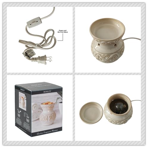 Hosley 5 High Cream Ceramic Electric Warmer. Ideal Gift for Wedding Spa Aromatherapy. Use with Wax Melts Cubes and Fragrance Oils. - color: Cream