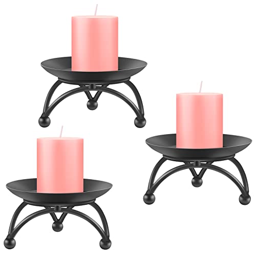 Pillar Candle Holder, Iron Candle Stand, Candle Plate, Candlesticks for Pillar Candles, Black Candle Tray for Party Wedding Table Home Decoration (Set of 3) - color: Black - Set of 3