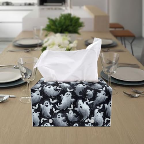 Ghost Bat Pu Leather Tissue Box Cover Modern Rectangular Tissue Box Tissue Box Cover Holder for Bathroom Living Room Bedroom Vanity Countertop Night Stands Office Desk - color: Ghost Bat5